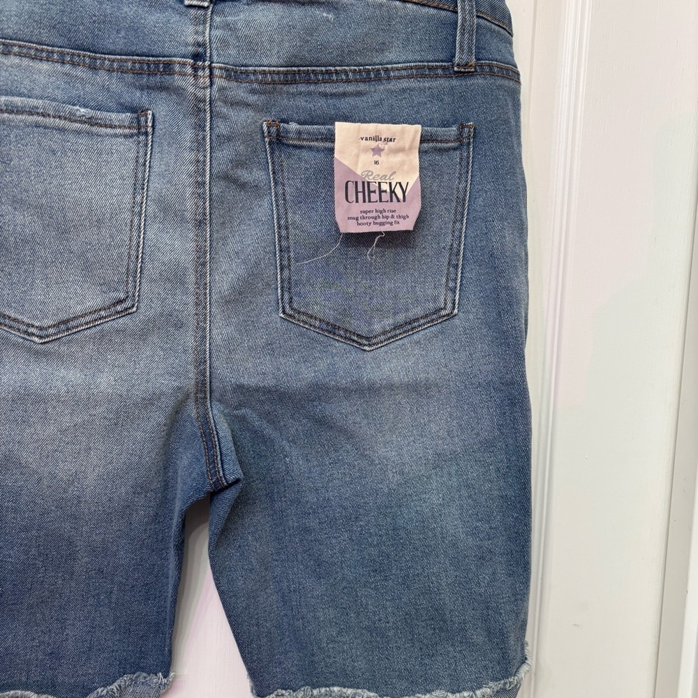 Mid Wash Distressed Denim Shorts | Vanilla Star 16 - Picture 10 of 11